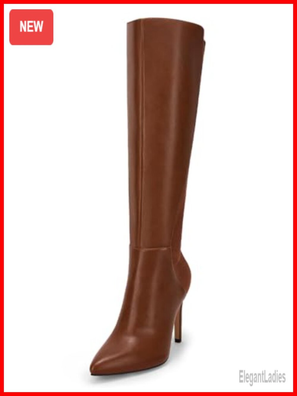 Faux Leather Suede Knee High Boots Stiletto Heel Pointed Toe Zip